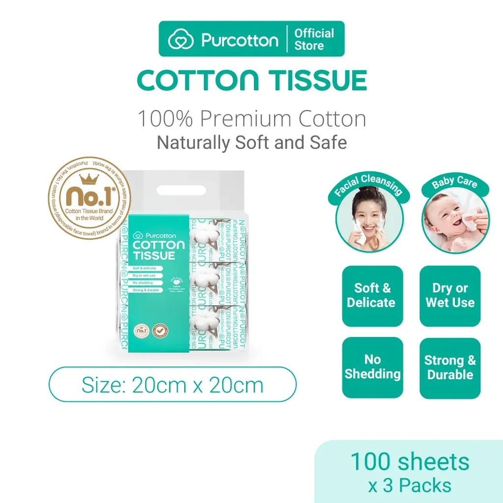 100% Cotton Tissue 100 Sheets x3 packs