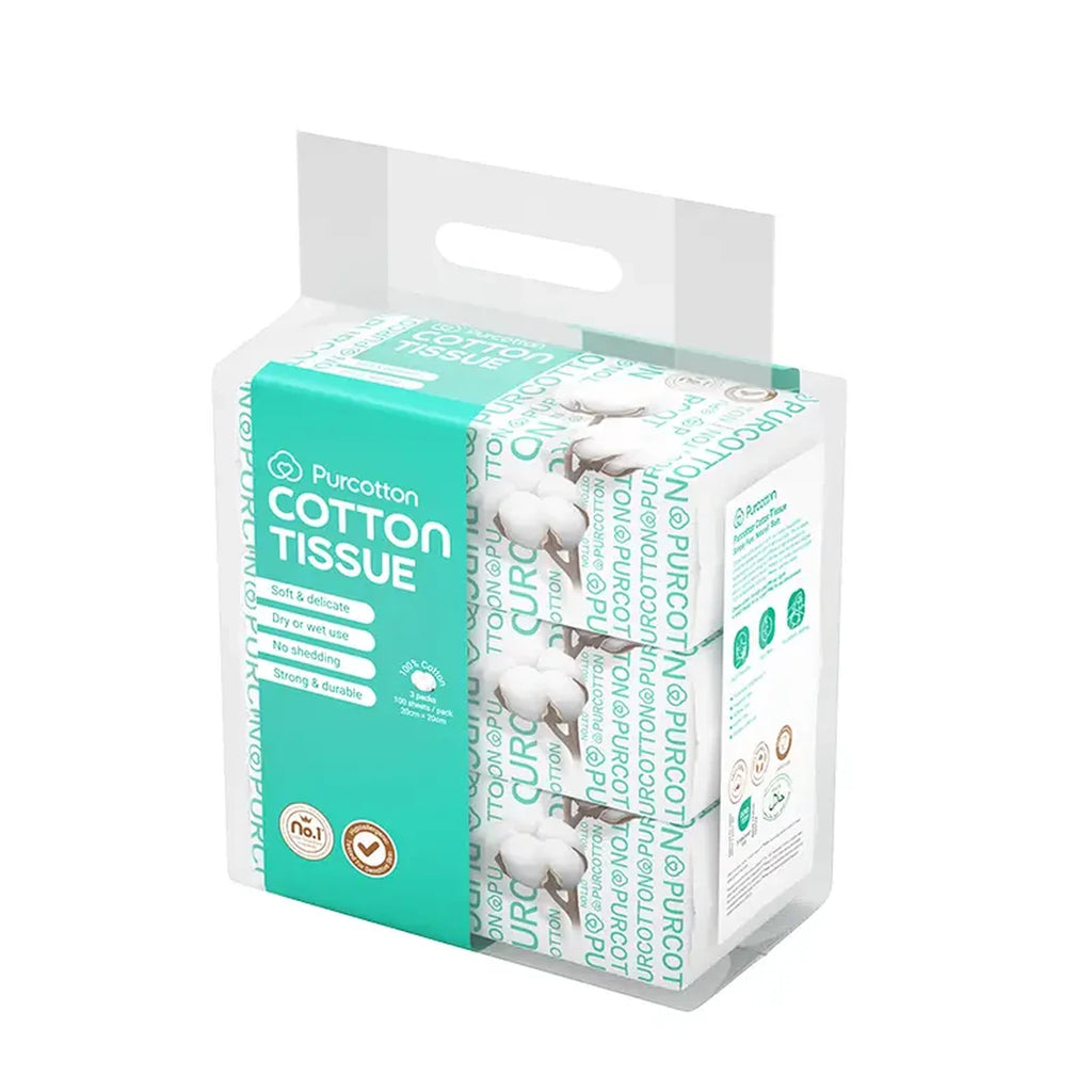 100% Cotton Tissue 100 Sheets x3 packs