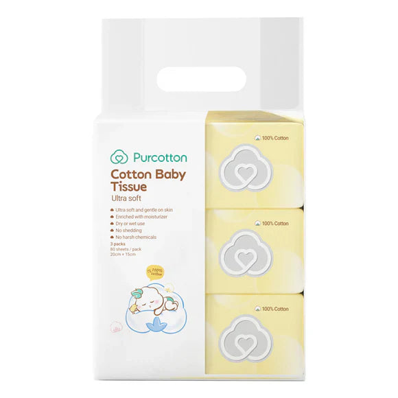 Baby Cotton Dry Wipes 80 Sheets x 3Packs